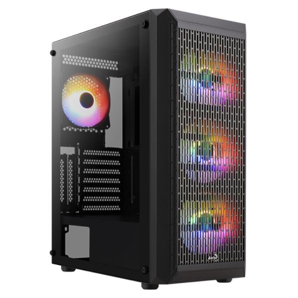Case RGB Aerocool BEAM-G-BK-V2 Mid Tower Ventiladores 4 de 120MM con Vidrio Lateral Accm-pv37043.11 - Negro