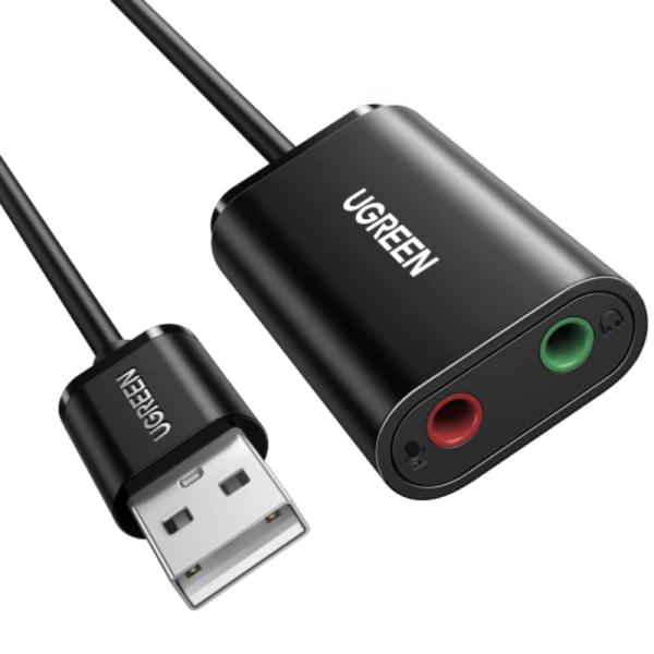 Adaptador de Audio Ugreen US205 USB-A a 3.5mm 48KHZ 30724 - Negro