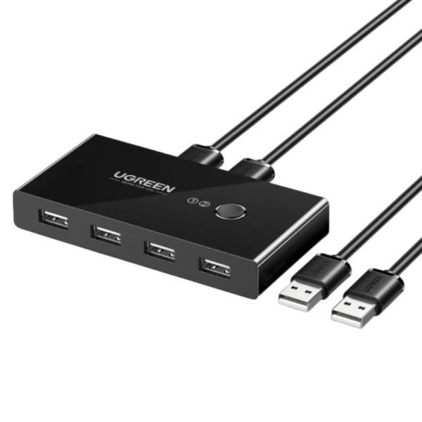Hub Kvm Ugreen US216 de 2 Entradas y 4 Salidas USB-A 480MBPS Incluye Dos Cables USB-A 2.0 30767 - Negro