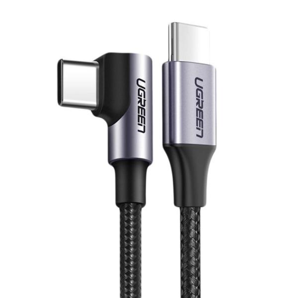 Cable USB-C a USB-C Angulo Recto Ugreen US255 60W 1M Carga Rapida 50123 - Negro