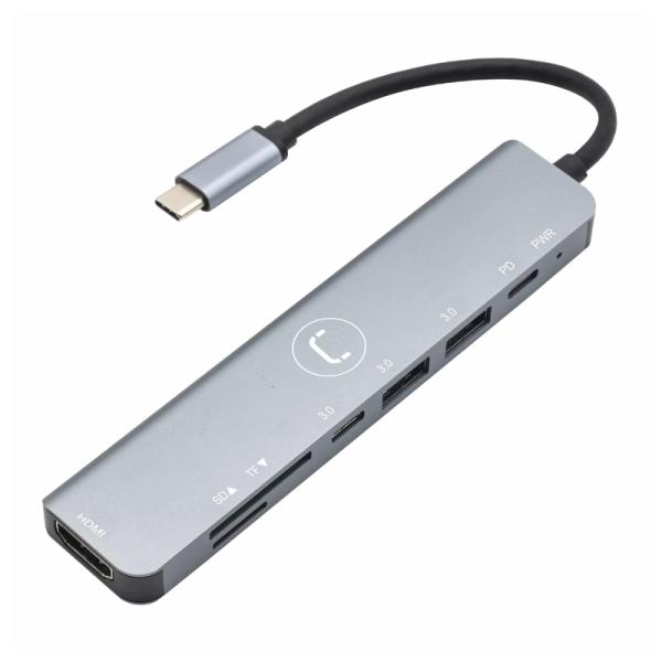 Hub Unno Tekno HB1107SV 7 en 1 USB-C Plateado