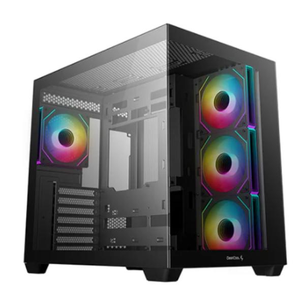 Case Deepcool CG530 4F Mid Tower Ventiladores 4 de 120MM con Vidrio Lateral y Frontal R-CG530-BKADA4-G-1 - Negro
