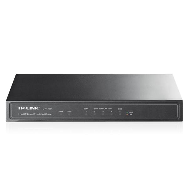 Router de Banda Ancha TP Link Tl-r470t+(un) Cableado 10/100mbps Balance de Carga con 4 Puertos WAN - Negro
