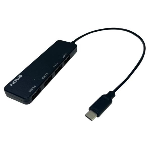 Hub Nova Ahb1s240001c 5 en 1 USB-C 4 Puertos UBS-A 2.0 480MBPS - Negro
