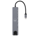 Hub Unno Tekno HB1109SV USB-C 8 Puertos 1 HDMI 1 RJ45 2 USB-C 2 USB-A 2 Ranuras Micro Sd 5 Gbps - Plateado