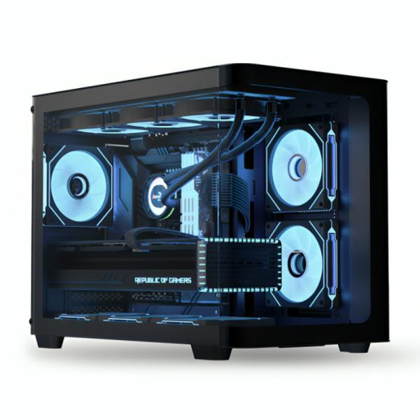 Case Gaming RGB Aerocool P300C Mini Tower Ventiladores 3 de 120MM con Vidrio Lateral y Frontal P300C-G-BK-V1 - Negro