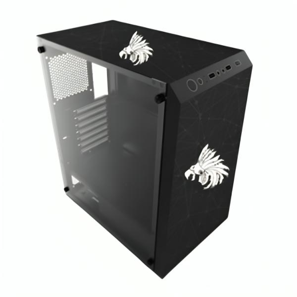 Case Gaming RGB Eagle Warrior Cg01w8ra001c Mid Tower Sin Ventilación Incluida con Vidrio Lateral - Negro