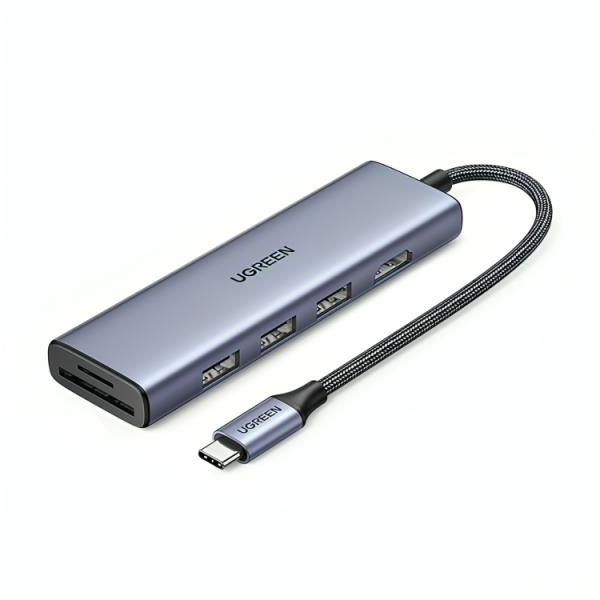 Hub Ugreen CM511 USB-C con 3 Puertos USB-A 3.0 1 Puerto HDMI y Puerto para Tarjetas Sd/tf 20956A - Gris