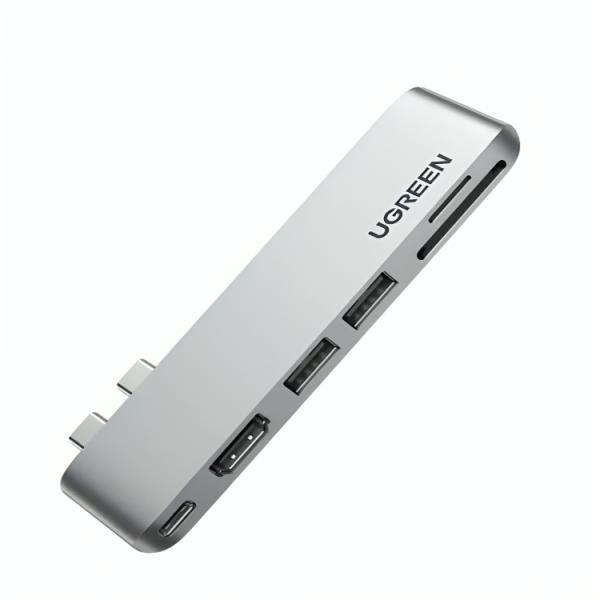 Hub Ugreen CM380 Multifuncional USB-C 2 Puertos USB 3.0 1 Puerto HDMI Rto para Tarjetas Sd/tf para Macbook Air/pro 80856 - Plateado