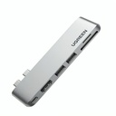 Hub Ugreen CM380 Multifuncional USB-C 2 Puertos USB 3.0 1 Puerto HDMI Rto para Tarjetas Sd/tf para Macbook Air/pro 80856 - Plateado