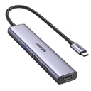 Hub Ugreen CM478 5 en 1 USB-C 1 Puerto HDMI 1 Puerto USB-C Pd 1 Puerto USB-A 3.0 2 Puertos USB-A 2.0 15495 - Gris