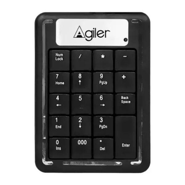 Teclado Numérico Agiler Membrana Alámbrico Inglés AGI-9823 - Negro