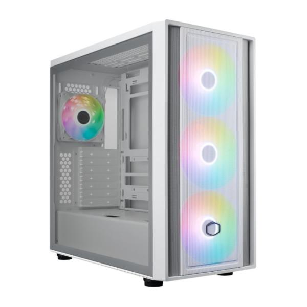 Case Gaming RGB Cooler Master Masterbox 600 Mid Tower 3 Ventiladores de 140MM y 1 de 120MM con Vidrio Lateral y Malla Frontal MB600-WGNN-S00 - Blanco