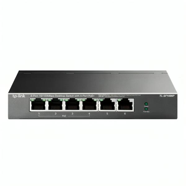 Switch TP Link 6 Puertos 10/100 4-PORT Poe+ Tl-sf1006p(un)