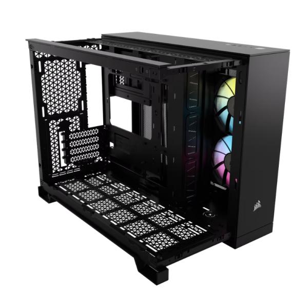 Case Gaming RGB Corsair Icue Link 2500X Mid Tower Ventiladores 2 de 120MM con Vidrio Lateral y Frontal CC-9011267-WW - Negro