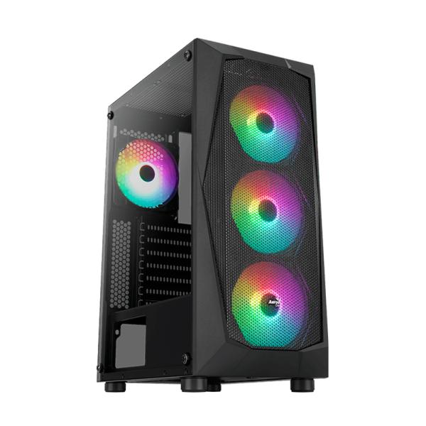 Case Gaming RGB Aerocool Falcon G-BK-V2 Mid Tower Ventiladores 4 de 120MM con Vidrio Templado Lateral y Malla Frontal Accm-pv41143.11 - Negro