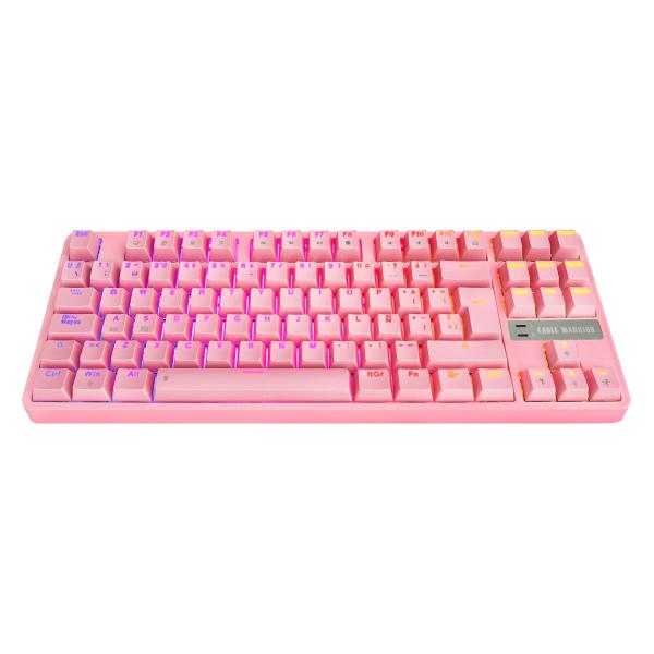 Teclado Gaming RGB Eagle Warrior Kgy282u0001c Tkl Mecánico Alámbrico Español - Rosado