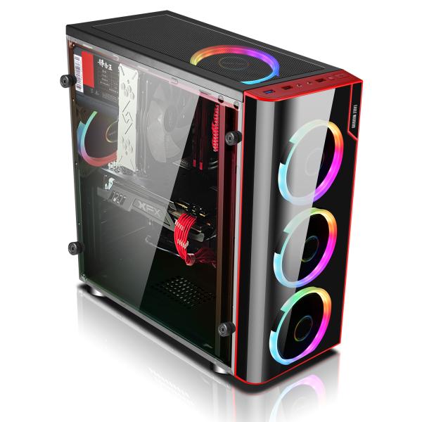 Case Gaming RGB Eagle Warrior Cg06z3ra001c Mid Tower Ventiladores 3 de 120MM con Vidrio Lateral y Panel Acrílico Frontal - Negro