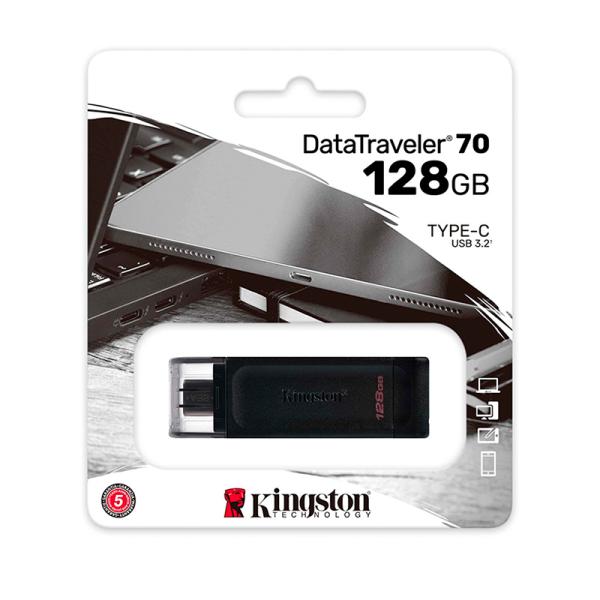 Memoria USB 128GB Kingston DataTraveler 70 USB-C 3.2 Negro
