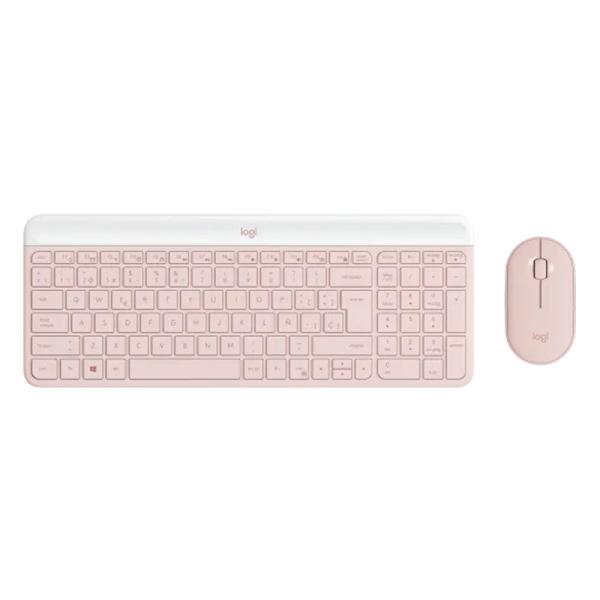 Logitech MK470 Slim Combo Teclado y Mouse Inalámbrico Español Rosado