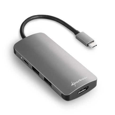 Hub Sharkoon USB 3.0 Type C Multiport Gris Conexión Versátil