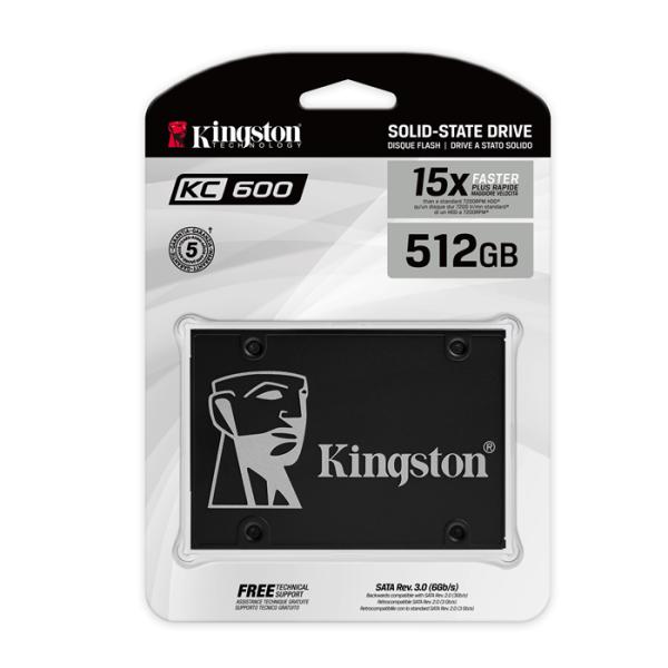 HD INTERNO SOLIDO 512GB KINGSTON KC600 2.5" SATA III 550MB/S / 520MB/S SKC600/512G - NEGRO