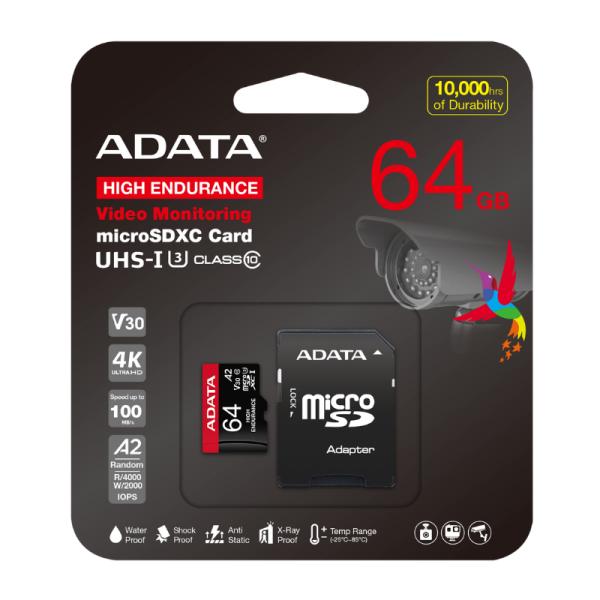 Adata MicroSDXC 64GB UHS-I Clase 10 U3 V30 A2 100MB/s