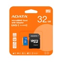 MEMORIA MICRO SDHC 32GB ADATA CLASE 10 100 MB/S 25 MB/S PARA TELÉFONOS INTELIGENTES ANDROID, TABLETAS, CÁMARAS DIGITALES AUSDH32GUICL10A1-RA1