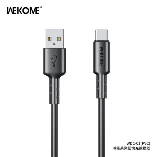 Cable Wekome Tipo C Wdc-01 Negro Carga Rápida 6A