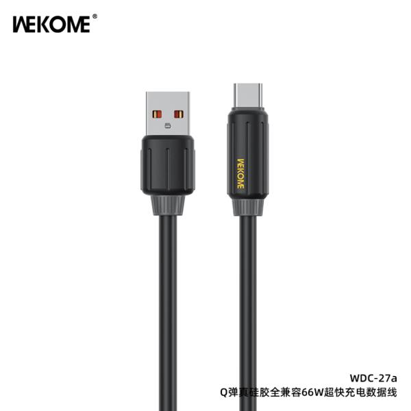 Cable Wekome Tipo C Wdc-27 Negro Carga Rápida 66W