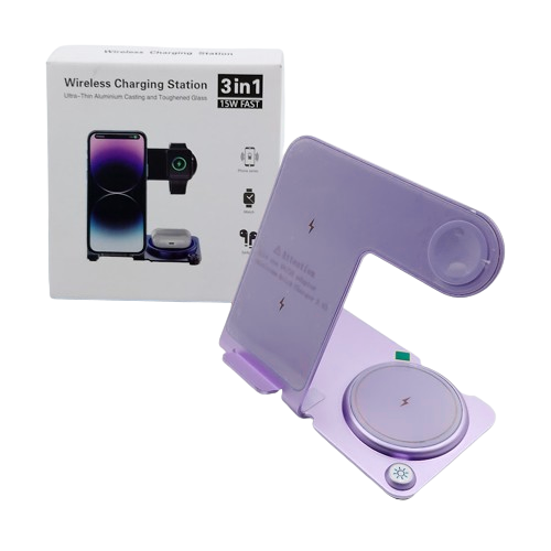 Cargador Inalambrico Y91 Negro - Morado