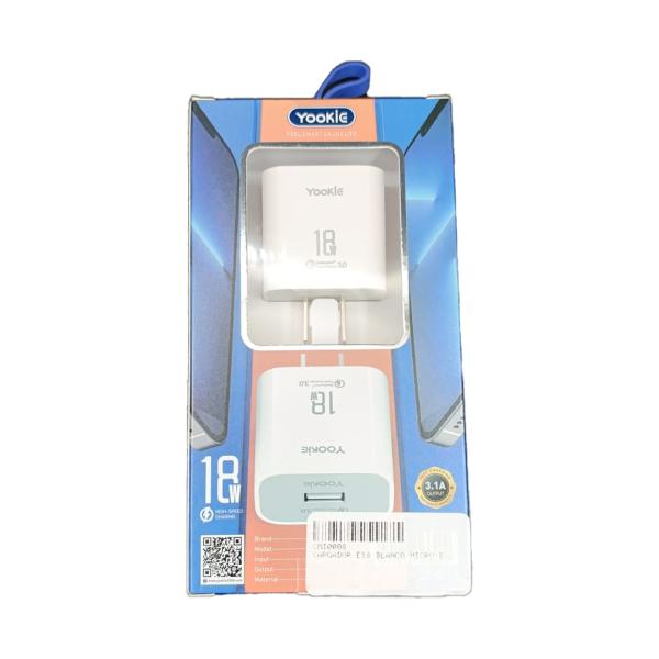 Cargador Cubo Casa E18 Yookie Blanco Micro B - Blanco Micro B