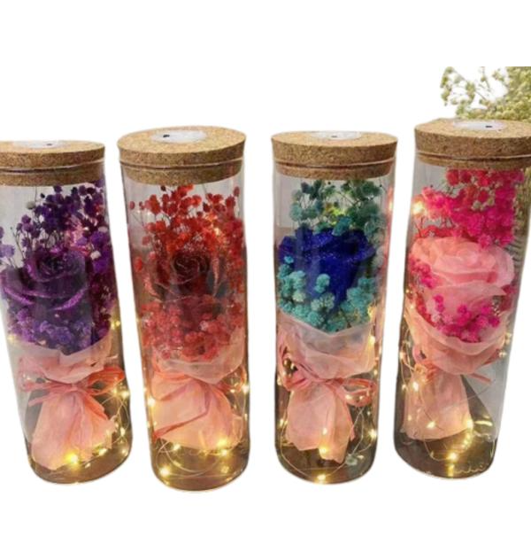 Rosa de Jabon Preservada en Frasco de Vidrio Modelo 1197