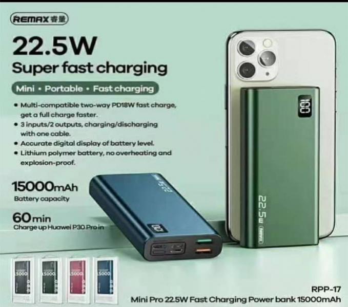 Bateria de Emergencia RPP-17 15.000mha Serie Mini PRO Remax - Verde