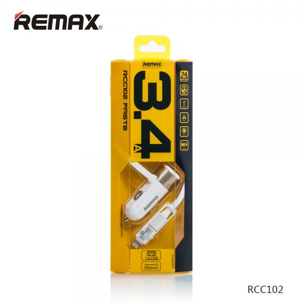 Cargador Carro USB Lightning Micro B RCC102 Remax - Dorado