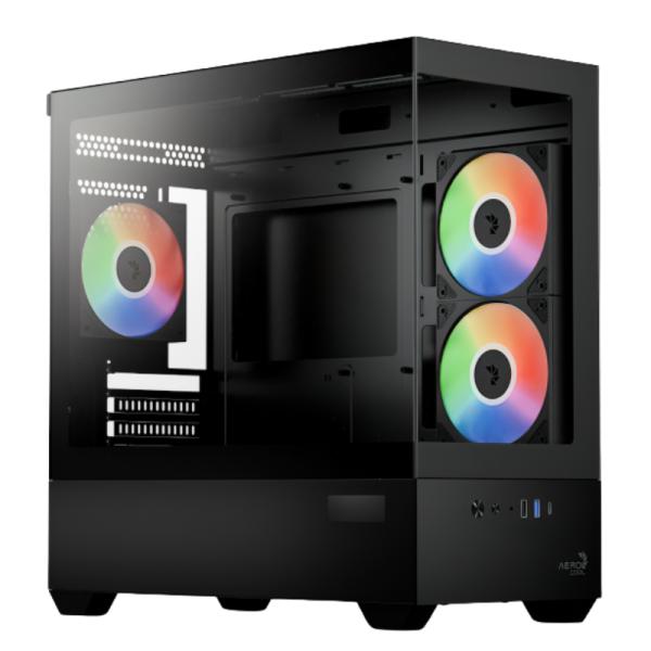 Case Gaming RGB Aerocool P300D DIGI-G-BK-V1 Digi Mini Tower Ventiladores 3 de 120MM con Panel Frontal y Lateral Accs-pn05033.11 - Negro