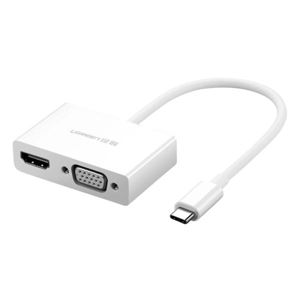 Adaptador Convertidor Ugreen MM123 USB-C a HDMI + VGA 30843 - Blanco