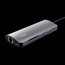 Trust adaptador 7-en-1 USB-C- HDMI- red-lector de tarjetas USB-C y USB - 23775