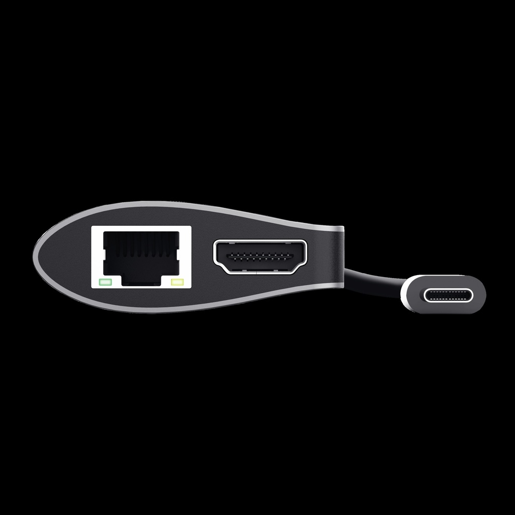 Trust adaptador 7-en-1 USB-C- HDMI- red-lector de tarjetas USB-C y USB - 23775