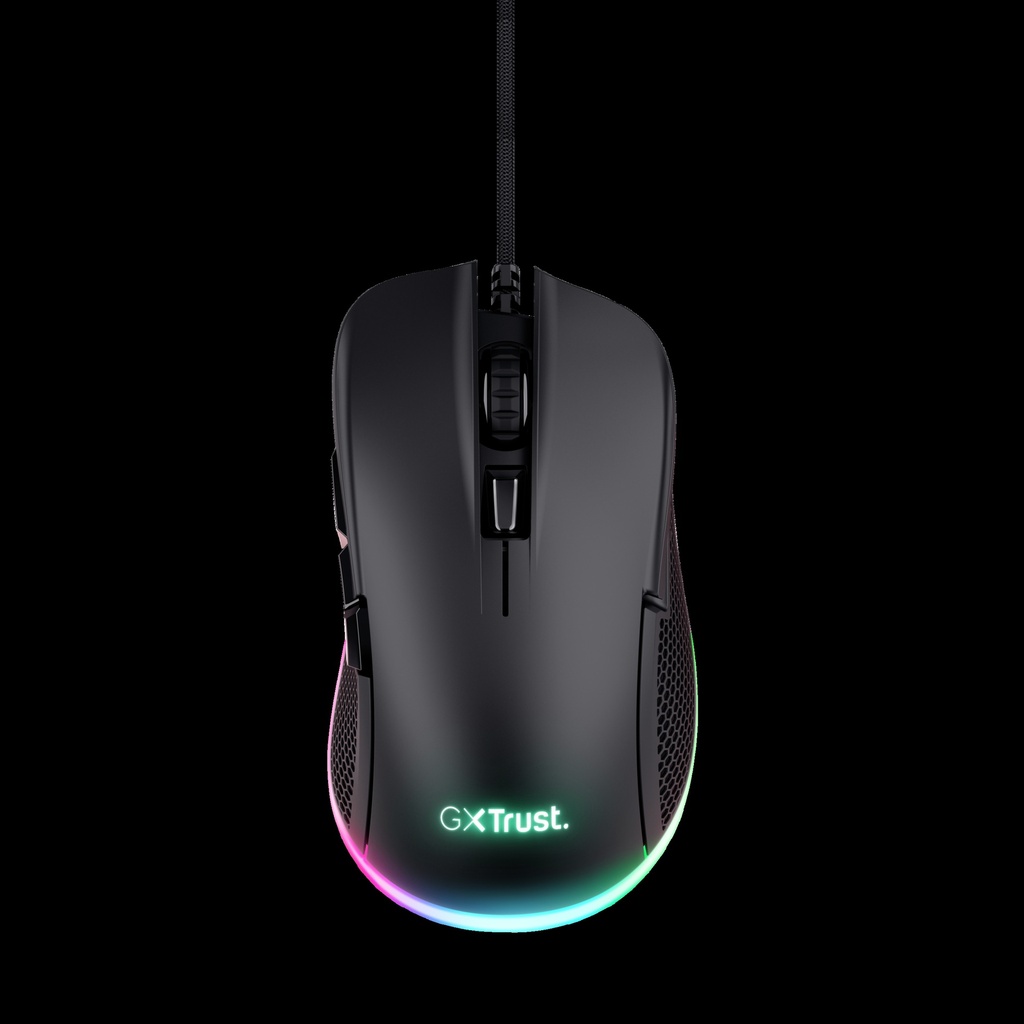 Trust  mouse Eco GXT 923 YBAR color negro gaming resolución de 7200 ppp e iluminacion LED RGB - 24729