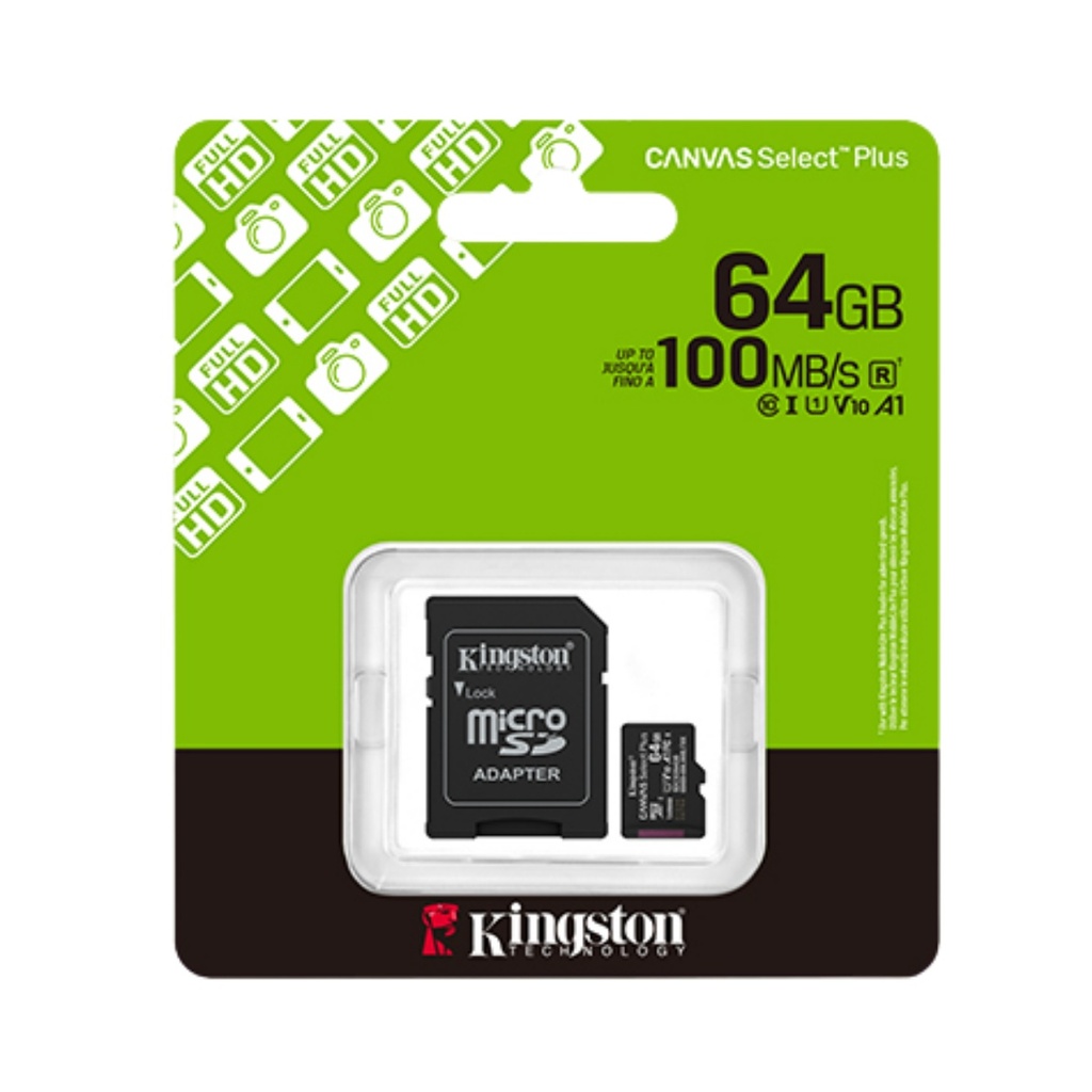 Kingston tarjeta de memoria Micro SD canvas select plus c/adaptador - SDCS3/64GB