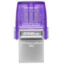 Memoria USB 256GB Kingston Data Traveler Micro Duo 3C USB-A / USB-C 3.2 Gen 1 Dtduo3cg3/256gb - Plateado / Morado