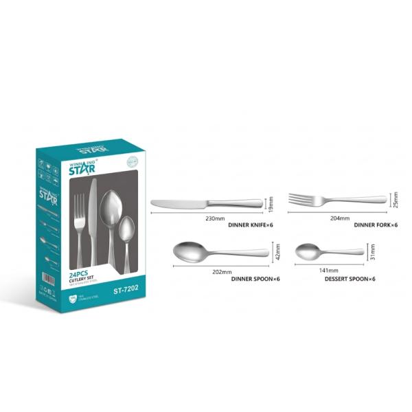 Set de Cubiertos Winning Star ST-7202 Acero 430 / 24 Piezas DCTZ-1694-WST-38957