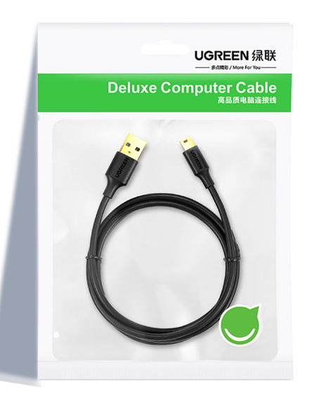 Cable USB Tipo a Macho a USB Mini B Macho US132 10385 Ugreen - 1.5m Negro