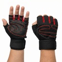 GUANTES PARA GIMNASIO NEGRO Y ROJO L