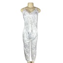 PIJAMA - CONJUNTO BLUSA PANTALÓN Y BATA - ESTAMPADO BLANCO L