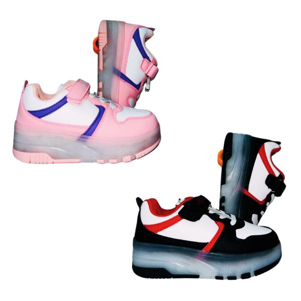 TENIS PATIN ROSADAS PARA NIÑOS CON LUCES 32 ROSADO