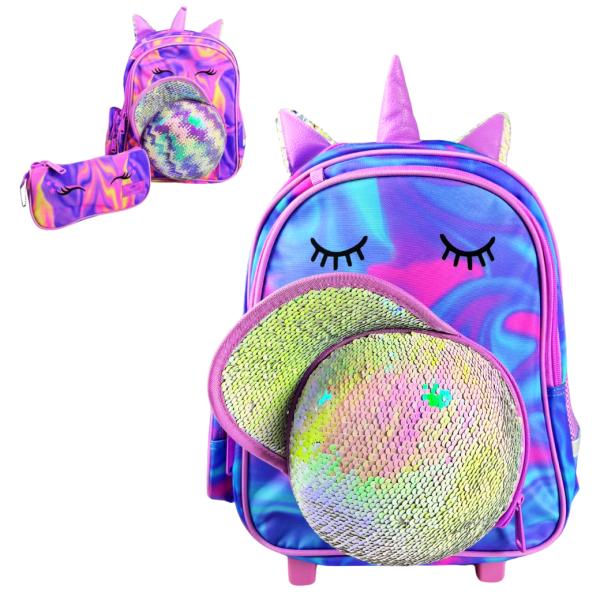 SET DE BOLSO GLOSSY DE UNICORNIO CON RODINES DOS ESTILOS A ELEGIR