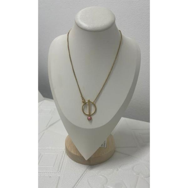 COLLAR DE ACERO DISEÑO DORADO/TURQUESA