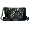 BOLSO DISEÑO CHANEL MODELO 8001 NEGRO/PIEDRAS